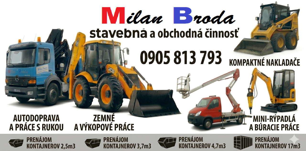 Výkopové práce , práce s UNC, dovoz a odvoz stavebných materiálov